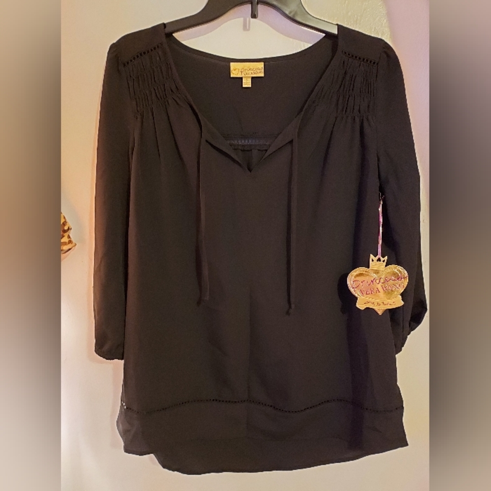 Princess Vera Wang 3/4 Sleeve Women's Blouse Black Size Small NEW WITH TAGS!